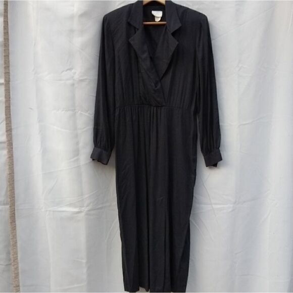 Moda Int International Unique Vintage collared black dress maxi long sleeve - Picture 1 of 11